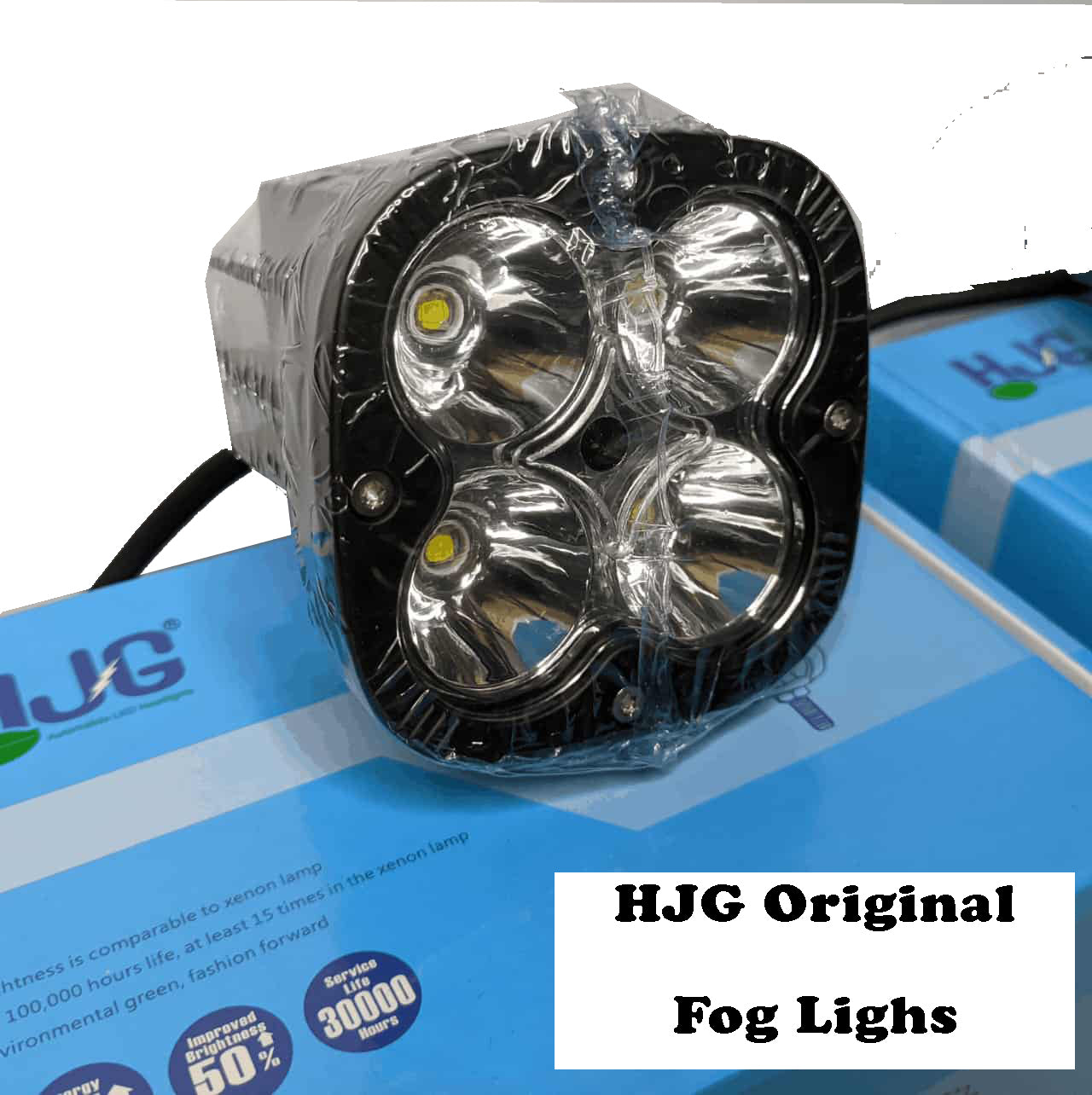 HJG Original 4 LED 60W*2 Fog Light Auxiliary Light For All Motorcycles With Yellow Filter Cap