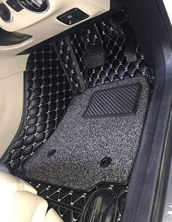 Coozo 7D Leather Grass Mat Custom Fitted Car Mats Compatible with Hyundai Creta 2020 Black
