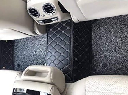 7D Leather Grass Mat Custom Fitted Car Mats Compatible with Hyundai Creta 2020 Black