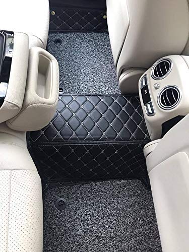 Coozo 7D Leather Grass Mat Custom Fitted Car Mats Compatible with Ford Ecosport Model Year 2018 to 2021 Black