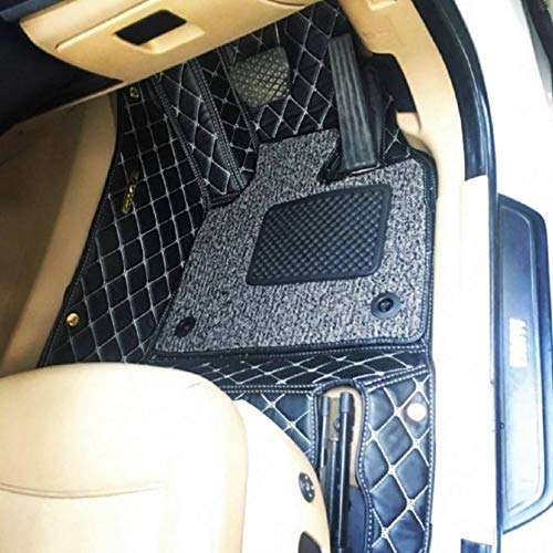 7D Leather Grass Mat Custom Fitted Car Mats Compatible with Honda City 2016 to 2021 Black