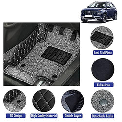 7D Leather Grass Mat Custom Fitted Car Mats Compatible with Hyundai Venue Model Year 2019 Onwards Black