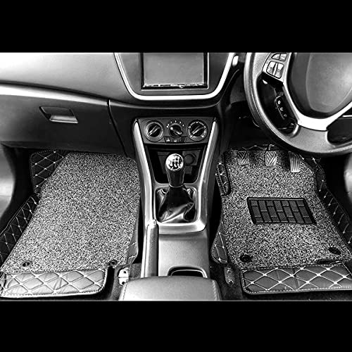 7D Leather Grass Mat Custom Fitted Car Mats Compatible with Kia Sonet, Model Year 2020 Onwards Black