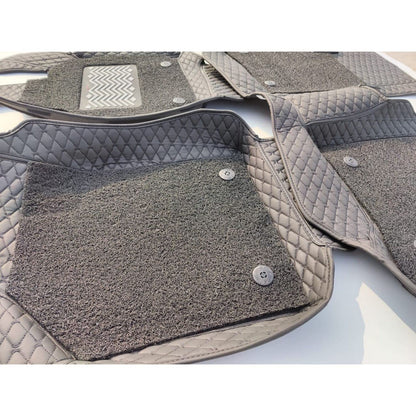 Coozo 7D Leather Grass Mat Custom Fitted Car Mats Compatible with Mahindra Scorpio 2019 7 Seater Black