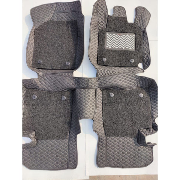 7D Leather Grass Mat Custom Fitted Car Mats Compatible with Mahindra Scorpio 2019 7 Seater Black