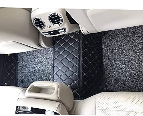 7D Leather Grass Mat Custom Fitted Car Mats Compatible with Maruti Suzuki Ciaz Black