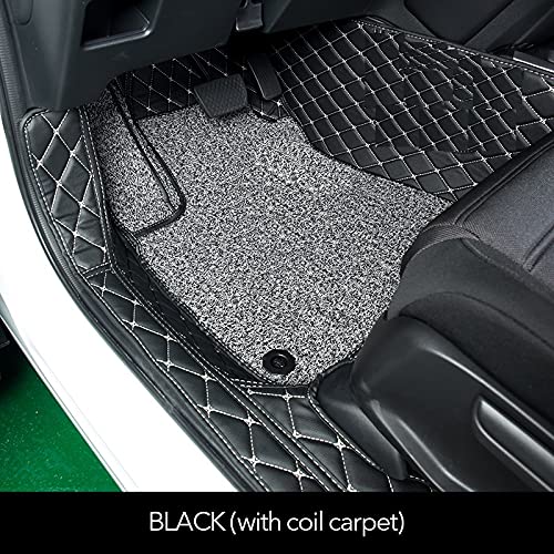 Coozo 7D Leather Grass Mat Custom Fitted Car Mats Compatible with Maruti Suzuki Ciaz Black