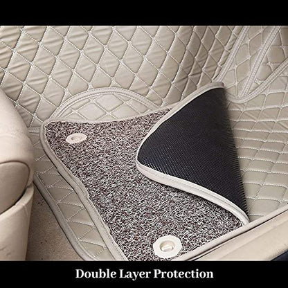 7D Leather Grass Mat Custom Fitted Car Mats Compatible with Maruti Suzuki Ertiga Beige