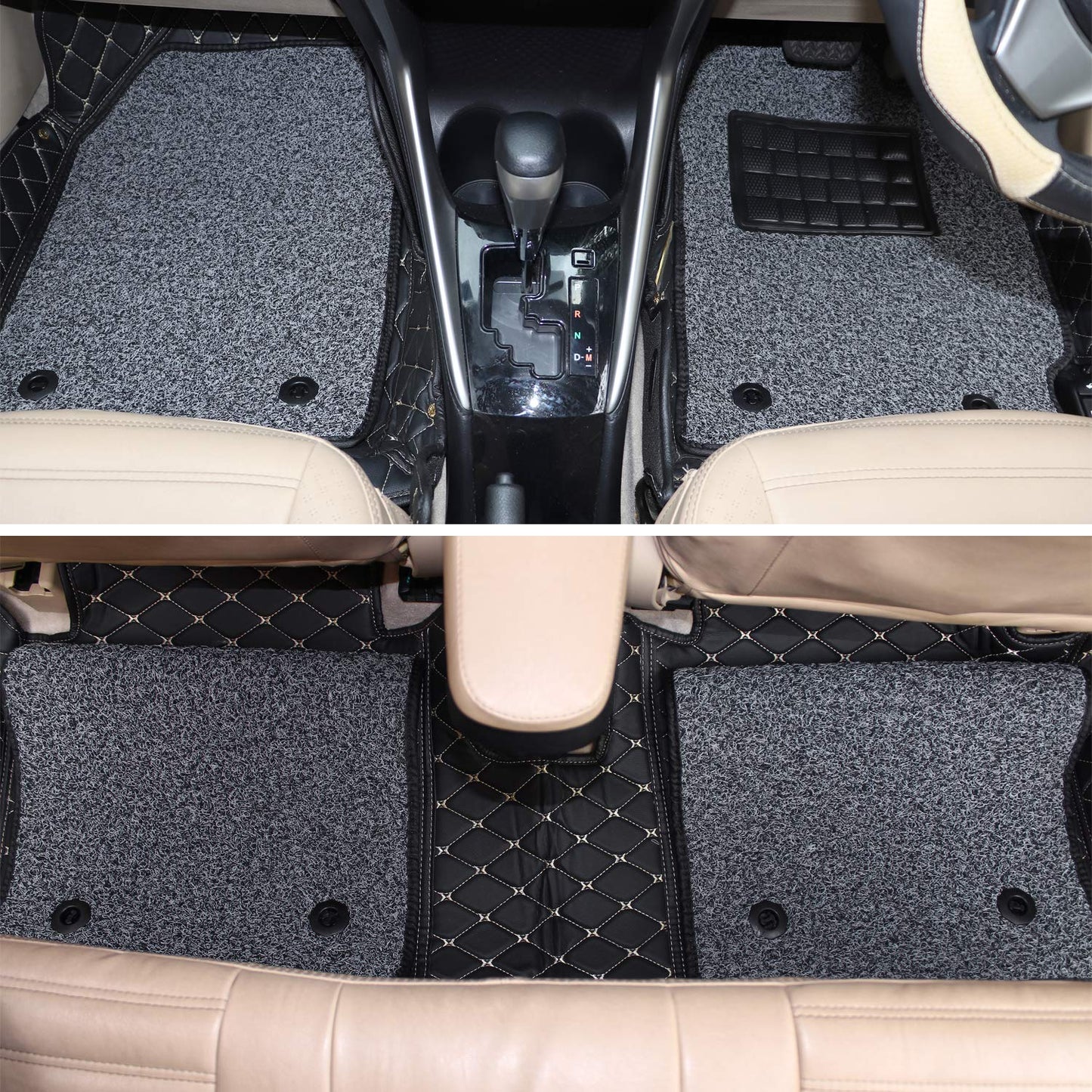 7D Leather Grass Mat Custom Fitted Car Mats Compatible with Maruti Suzuki XL6 Black