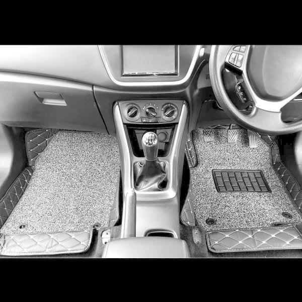 7D Leather Grass Mat Custom Fitted Car Mats Compatible with Tata Punch Black