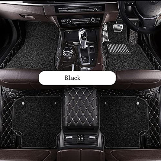 Coozo 7D Leather Grass Mat Custom Fitted Car Mats Compatible with Tata Safari Storme Model 2012-2019 Black