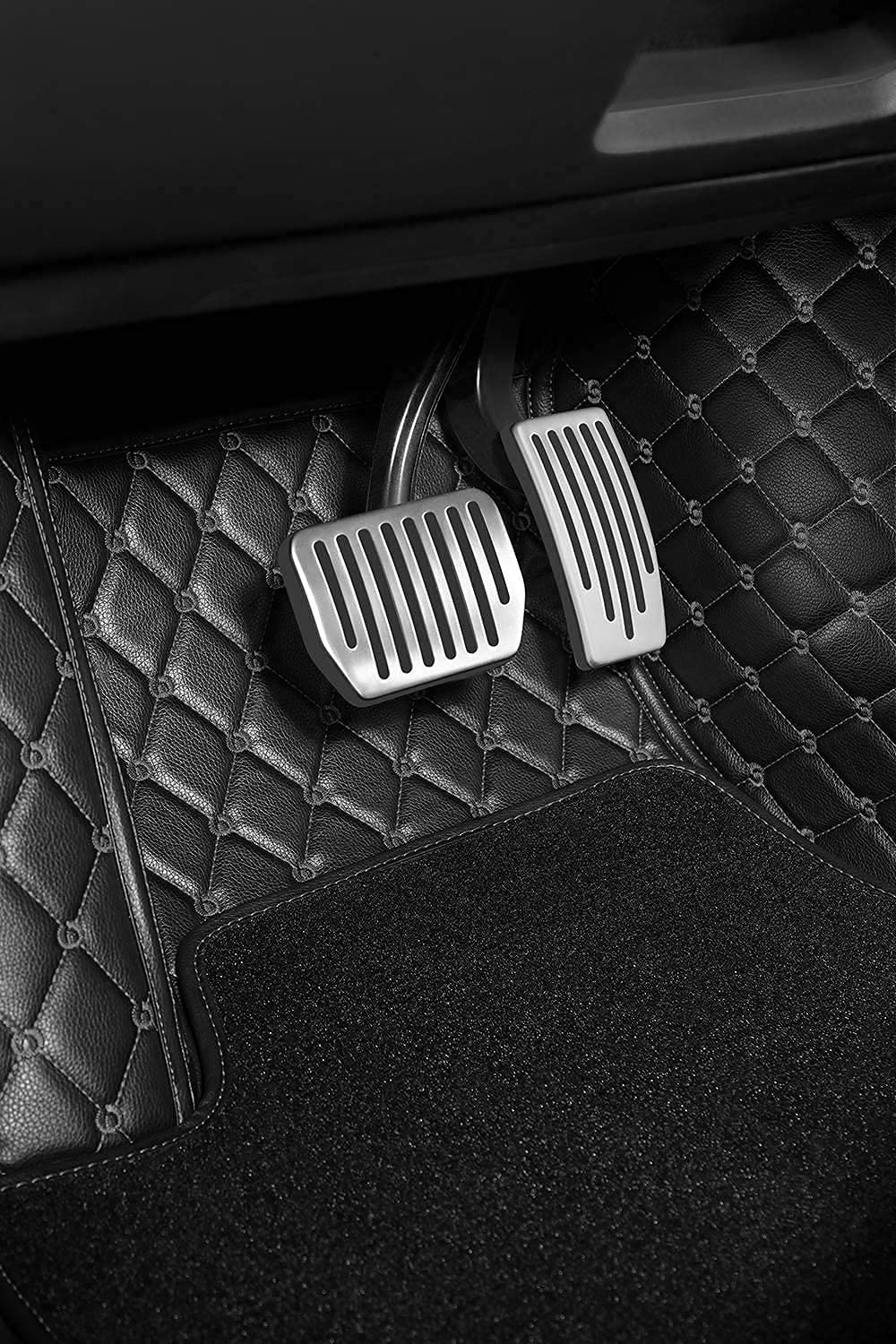 Coozo 7D Leather Grass Mat Custom Fitted Car Mats Compatible with Tata Safari Storme Model 2012-2019 Black