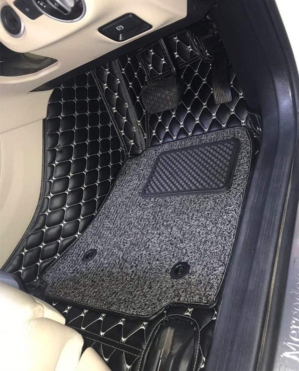 Coozo 7D Leather Grass Mat Custom Fitted Car Mats Compatible with Tata Tiago 2020 Black