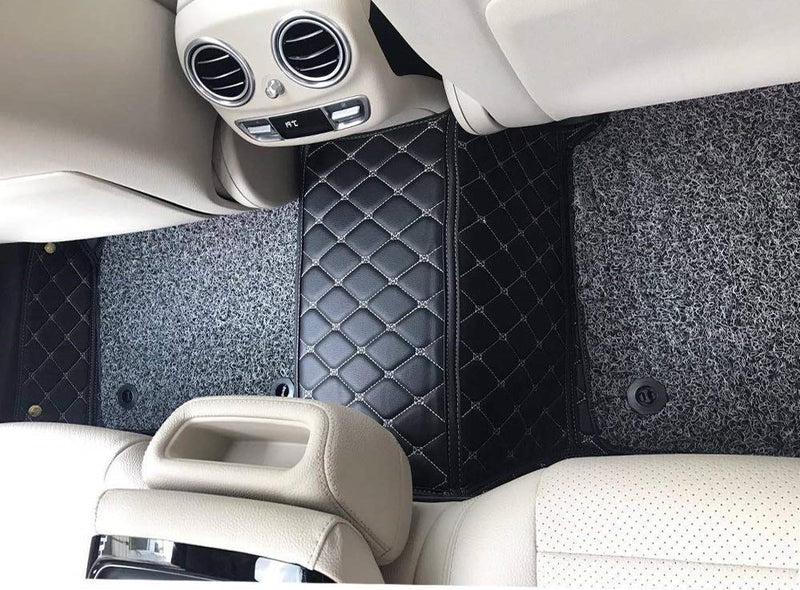 Coozo 7D Leather Grass Mat Custom Fitted Car Mats Compatible with Tata Tiago 2020 Black