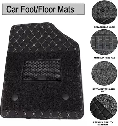 Anti Slip 7D Leather Grass Car Mat, Universal 7D Grass Mat For All Cars, Perfect Fit Set of 5
