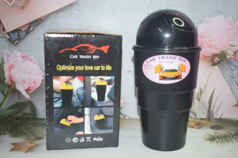 Portable Mini Car Dustbin/Trash Bin, Black Plastic Dustbin