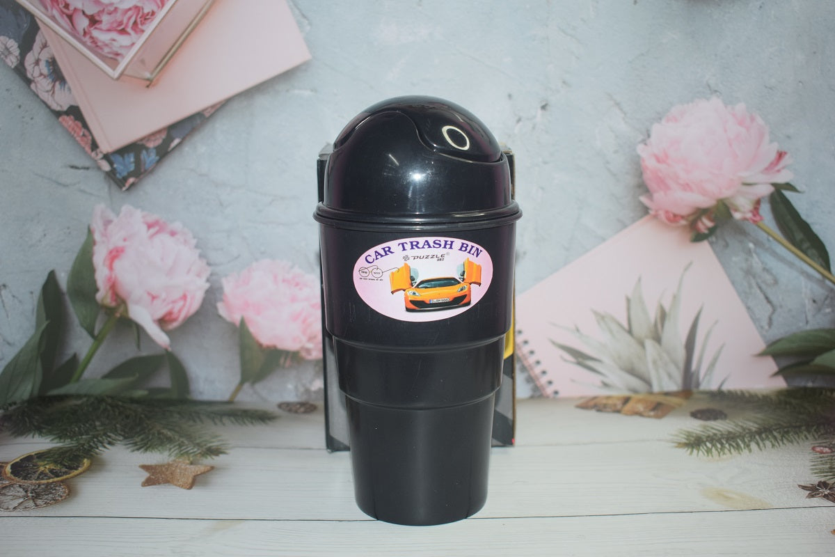 Portable Mini Car Dustbin/Trash Bin, Black Plastic Dustbin