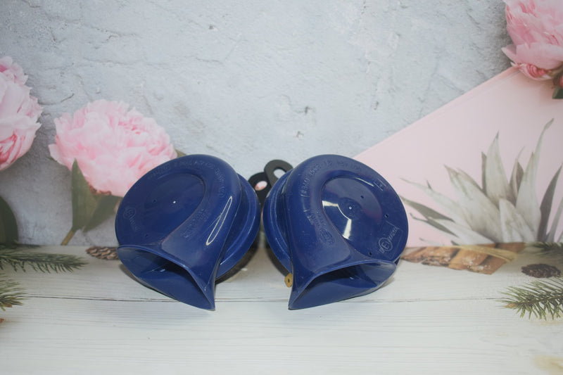 Hella Blue Sapphire Trumpet Horn Set For Cars & Two Wheelers - Set of 2 (High & Low Tone)