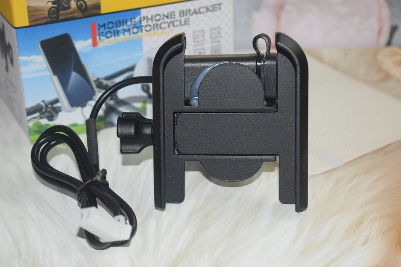 Original CNC Metal Mobile Holder with USB Charger Universal Bike Mount Holder 360 Degree Rotating