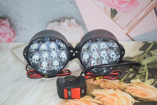 Original High Beam 12 LED Fog Light for Bike and Car 20W, White Light, 2 PCS