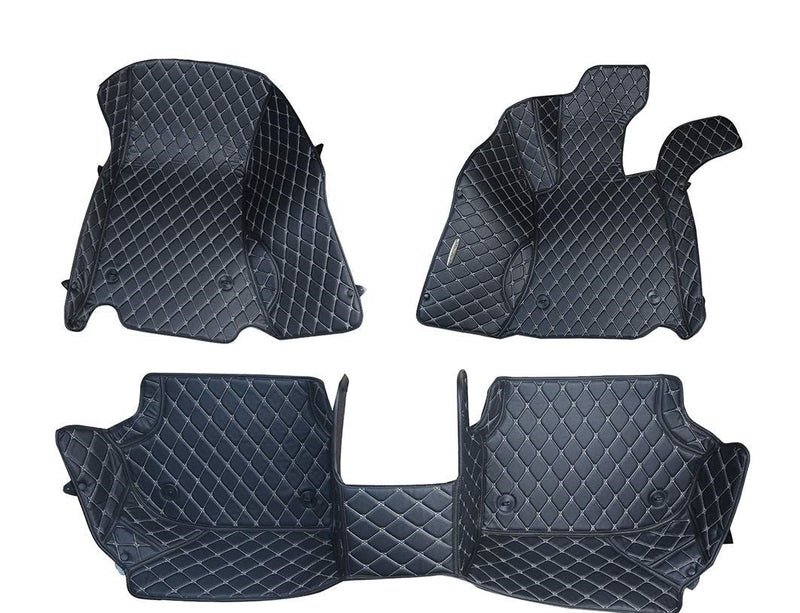 7D Leather Grass Mat Custom Fitted Car Mats Compatible with Hyundai Creta 2015-2019 Black