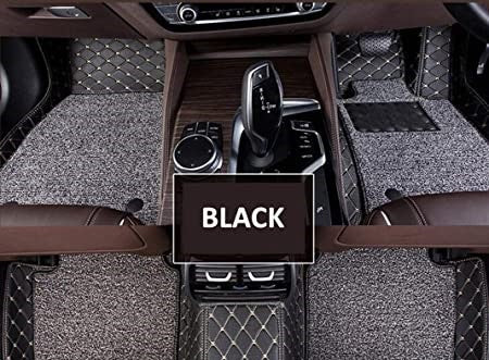 7D Leather Grass Mat Custom Fitted Car Mats Compatible with Hyundai Creta 2015-2019 Black