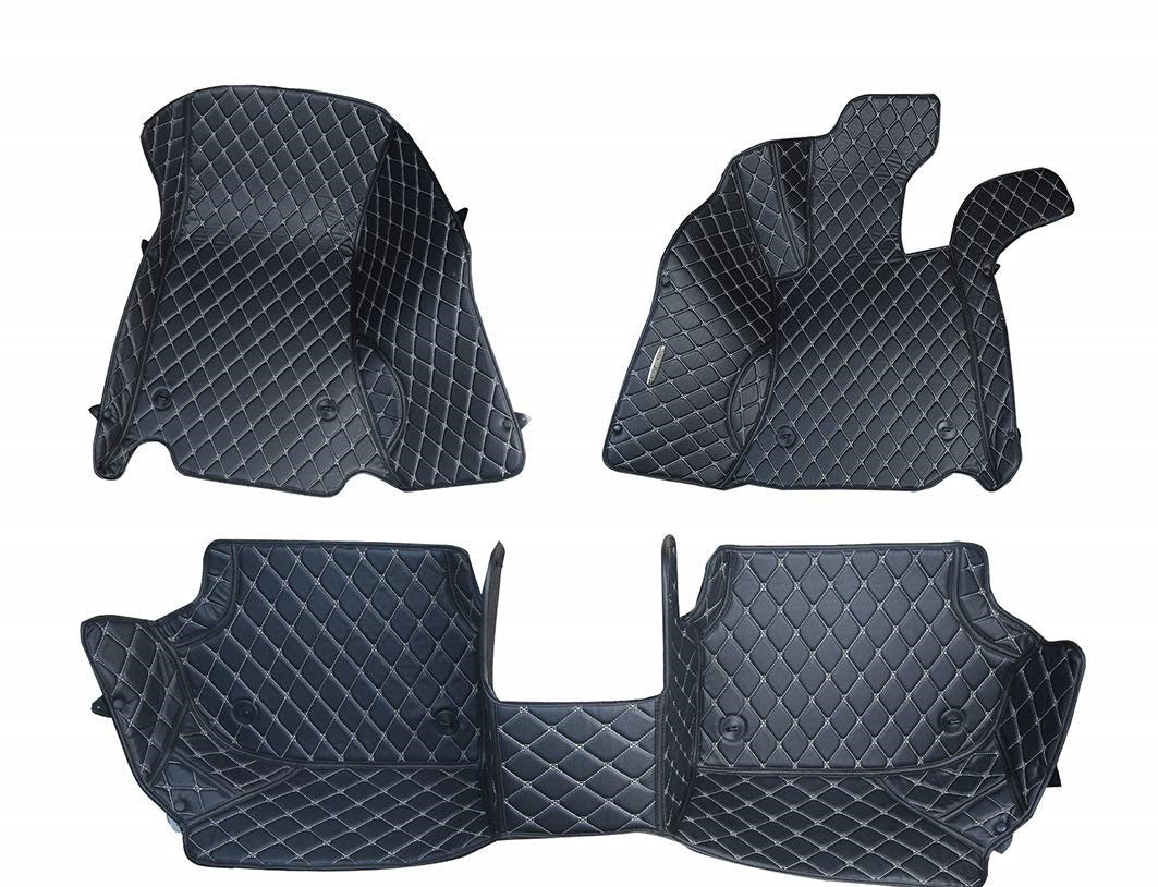 7D Leather Grass Mat Custom Fitted Car Mats Compatible with Mahindra XUV700 5 Seater 2021  Black