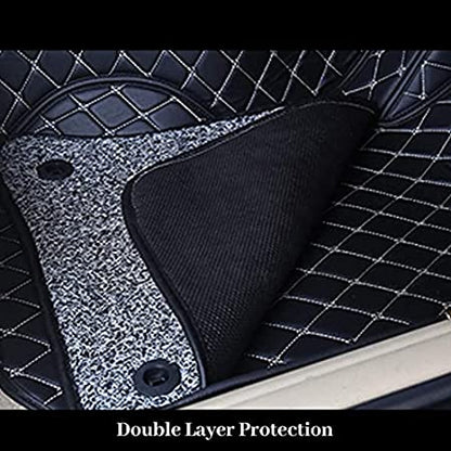 7D Leather Grass Mat Custom Fitted Car Mats Compatible with Toyota Innova 7 Seater, Model Year : 2004-2015 Black