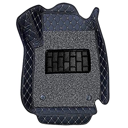 7D Leather Grass Mat Custom Fitted Car Mats Compatible with Toyota Innova 7 Seater, Model Year : 2004-2015 Black