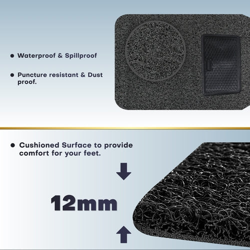 Anti Slip Grass Car Mat, Universal Grass Mat For All Cars, Perfect Fit Set of 5, Black