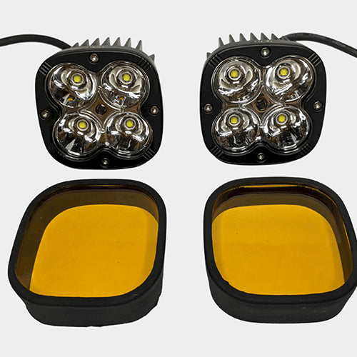 HJG Original 4 LED 60W*2 Fog Light Auxiliary Light For All Motorcycles With Yellow Filter Cap