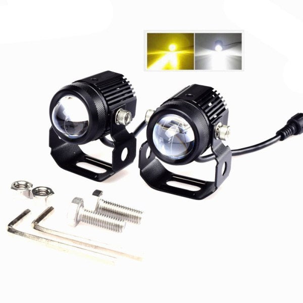 Mini Driving Fog Light White-Yellow Lens Projector Auxiliary Light 20w*2 for All Motorcycle