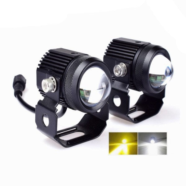 Mini Driving Fog Light White-Yellow Lens Projector Auxiliary Light 20w*2 for All Motorcycle