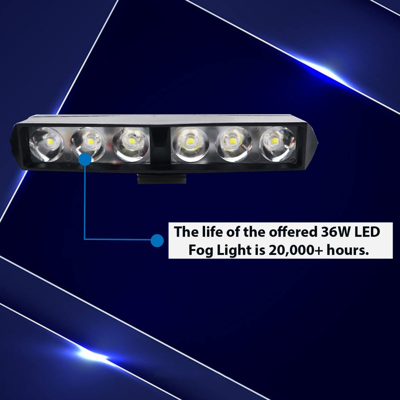 6 LED Original Light 36W 6500K Super Bright Spot Light with Flashing Off Road Driving Waterproof Fog Light 12V Pack of 2