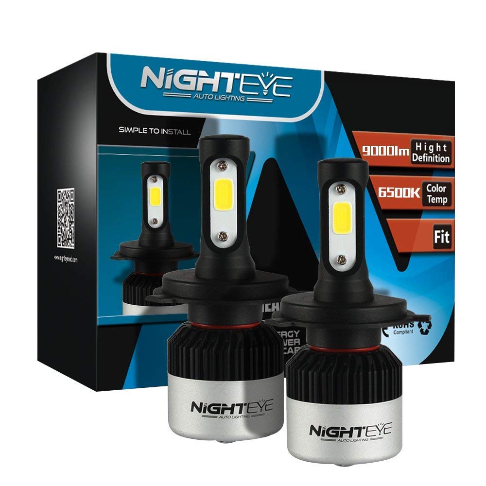 NIGHTEYE H4 LED Headlight Bulb for Car and Bike White, 72W, 2 Bulbs