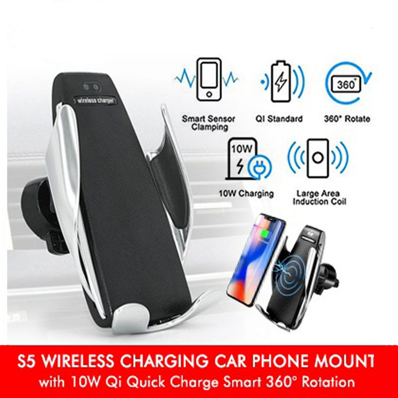 Black Smart Sensor Car Wireless Charger For Mobile