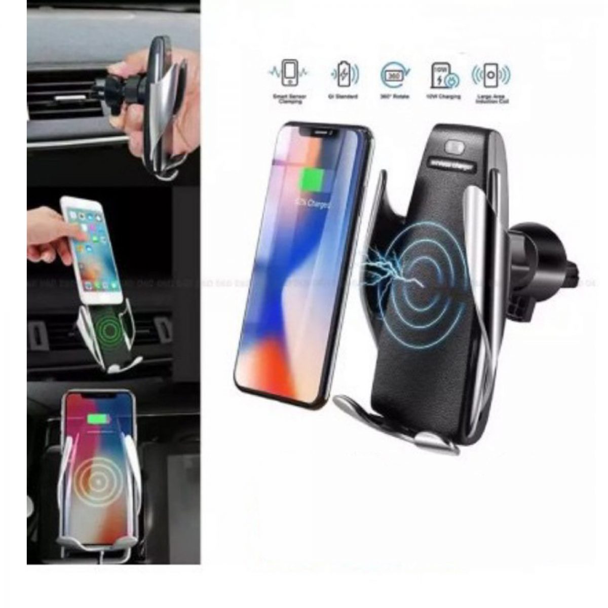 Black Smart Sensor Car Wireless Charger For Mobile